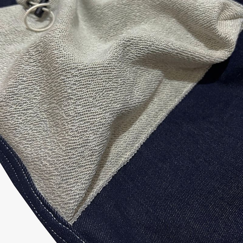 reverse terry pocket denim capri shorts_blue