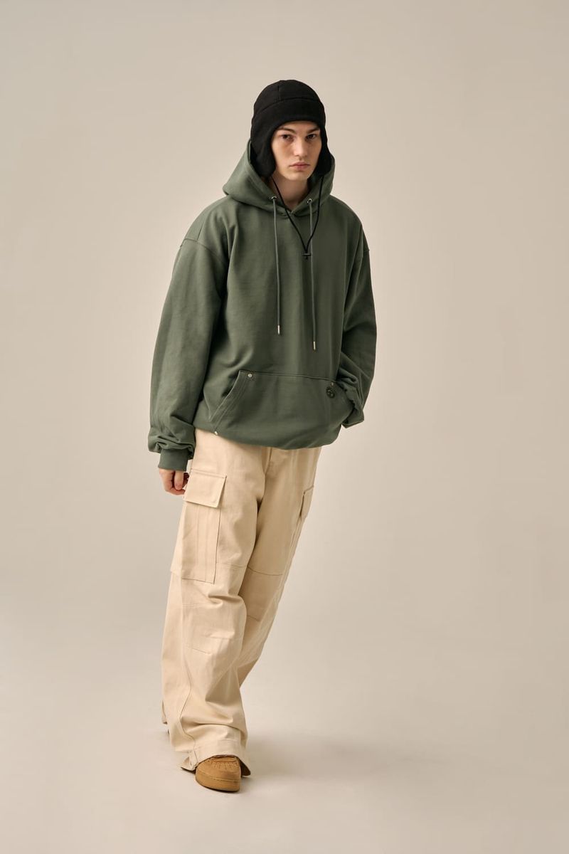 OVERSIZED MINI LOGO HOOD - KHAKI
