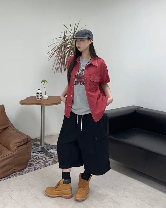 Luden Button Cargo Bermuda Pants