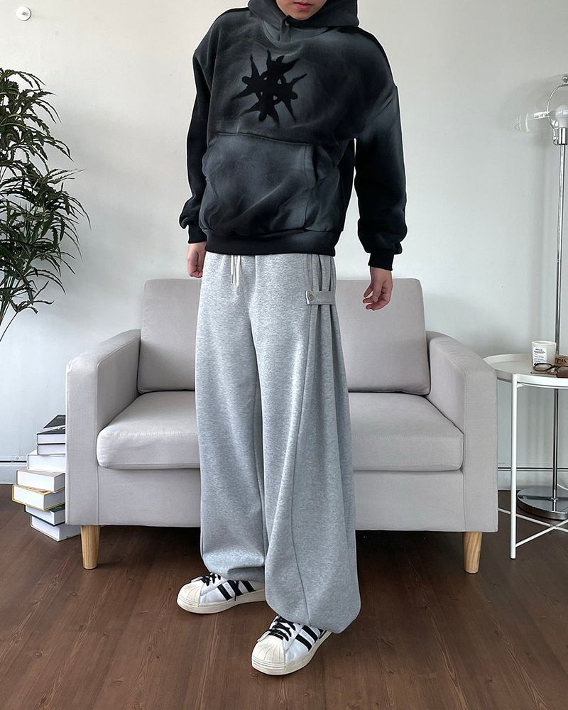 Side Snap Wide Sweatpants