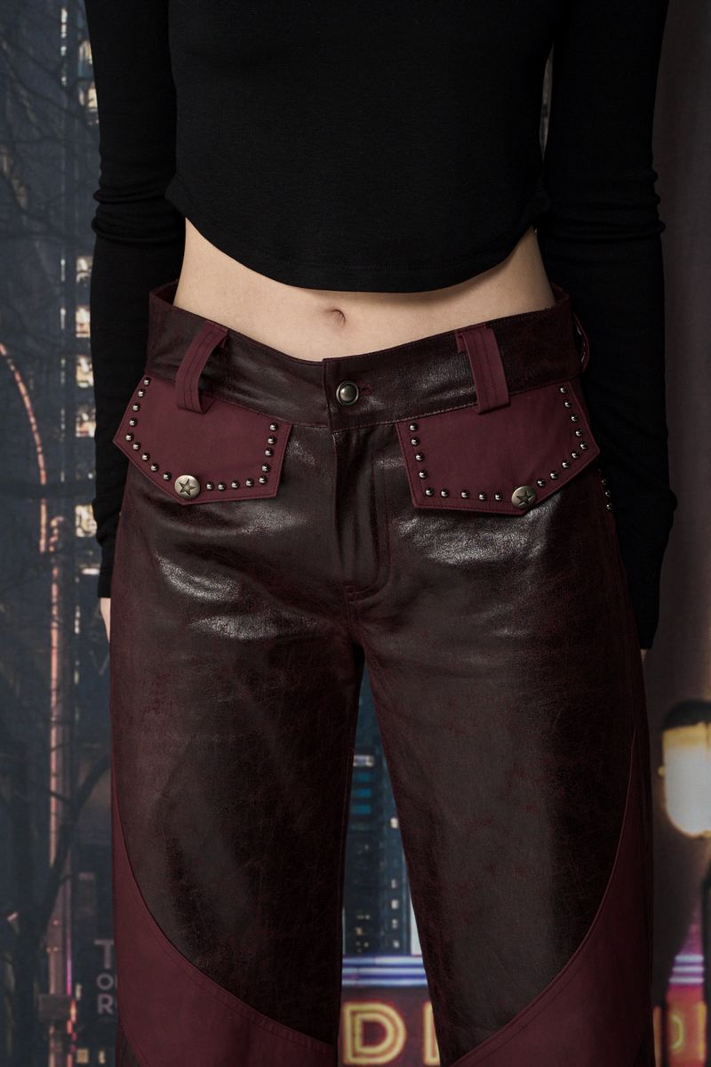 CRACK LEATHER BOOTS CUT PT (BURGUNDY)