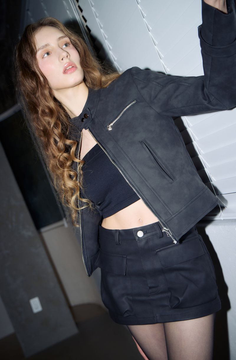 [MADE] Sober leather skirt - black