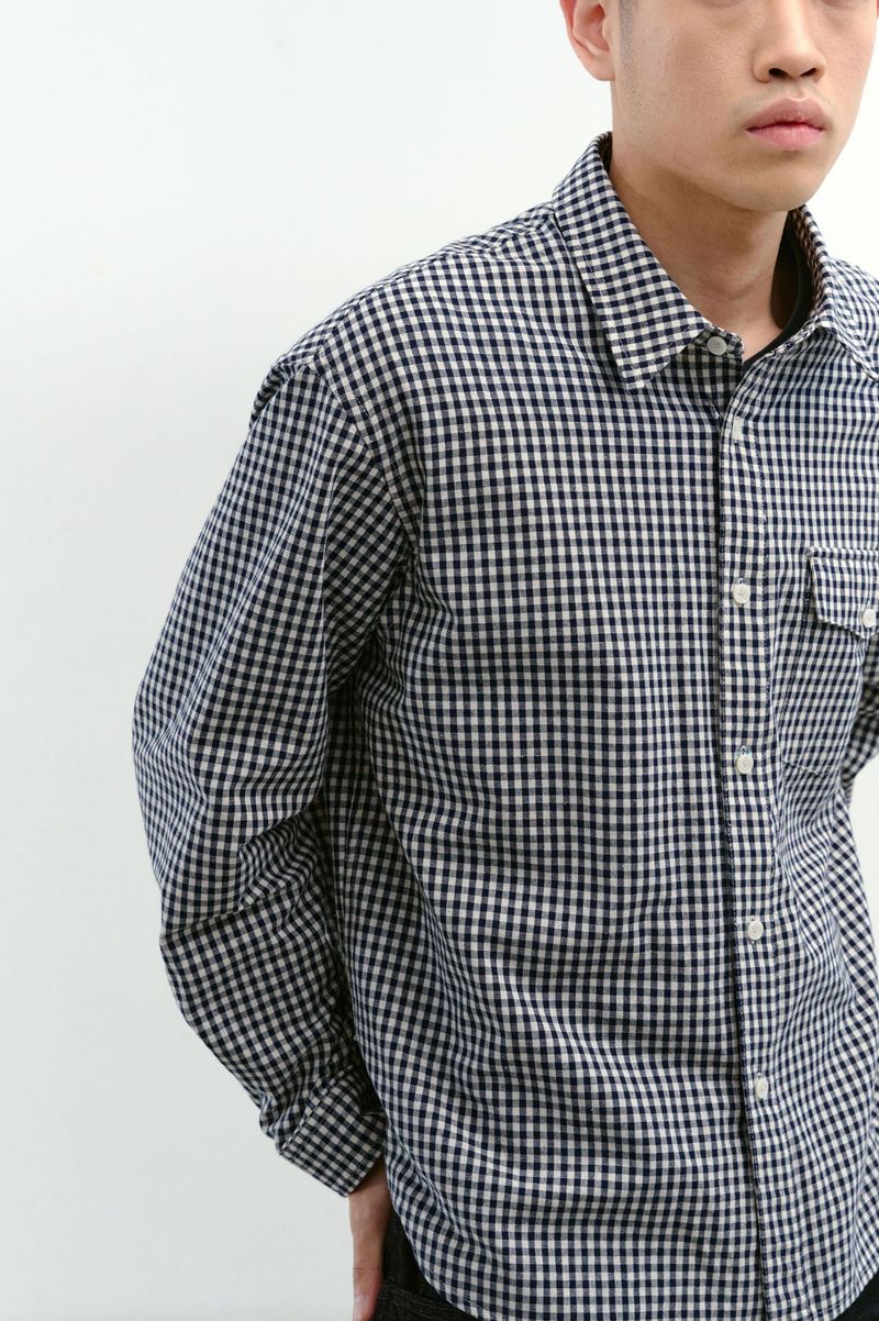 One Pocket Regular Check Shirt (Navy)