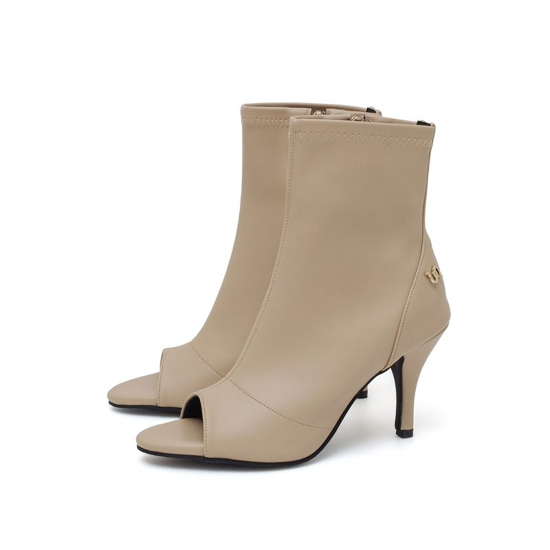 New Open Toe Slim Ankle Heel(Beige)
