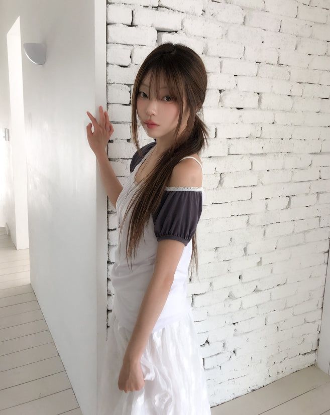 Mitz Lace Raglan Puff Short Sleeve