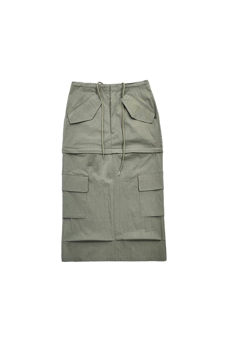 DOUBLE CUT CAGO SKIRT / KHAKI