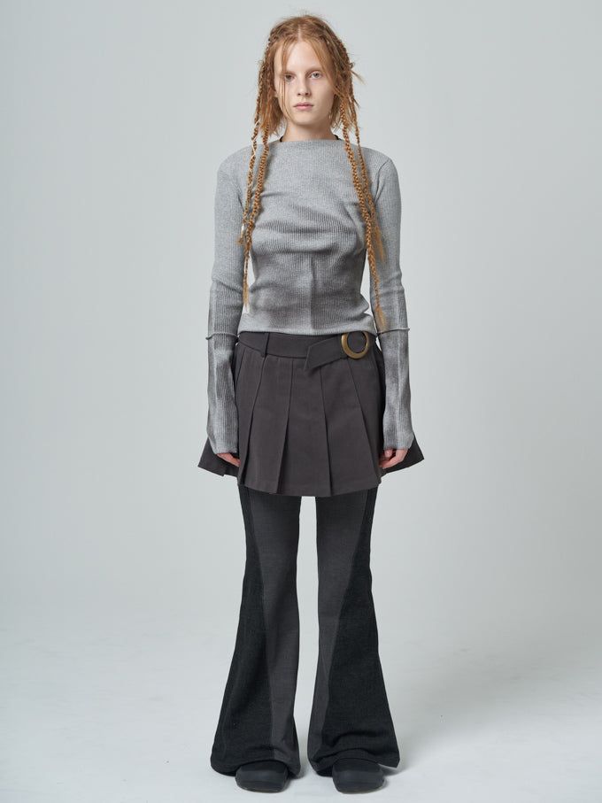 TENSE DANCE（テンスダンス）の「Pleats skirt_charcoal（Skirts）」