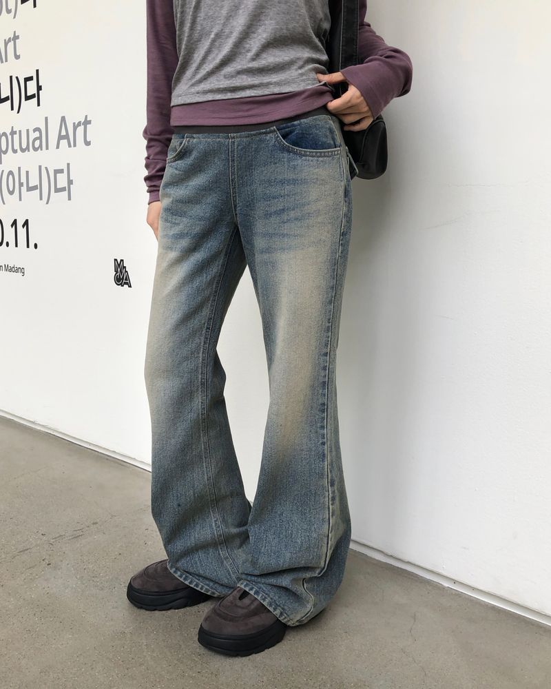 [ORIGINAL] Lucier Rip-Band Bootcut Denim Pants