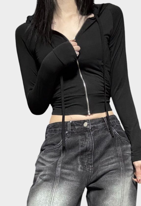 Culotte hood zip-up