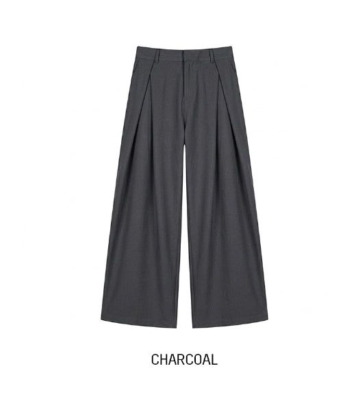 Summer Cooling Deep-Tuck Wide Slacks