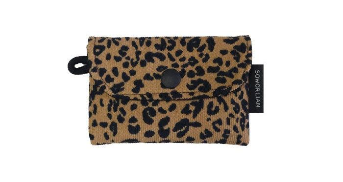 Simple Card wallet _Leopard Corduroy Camel