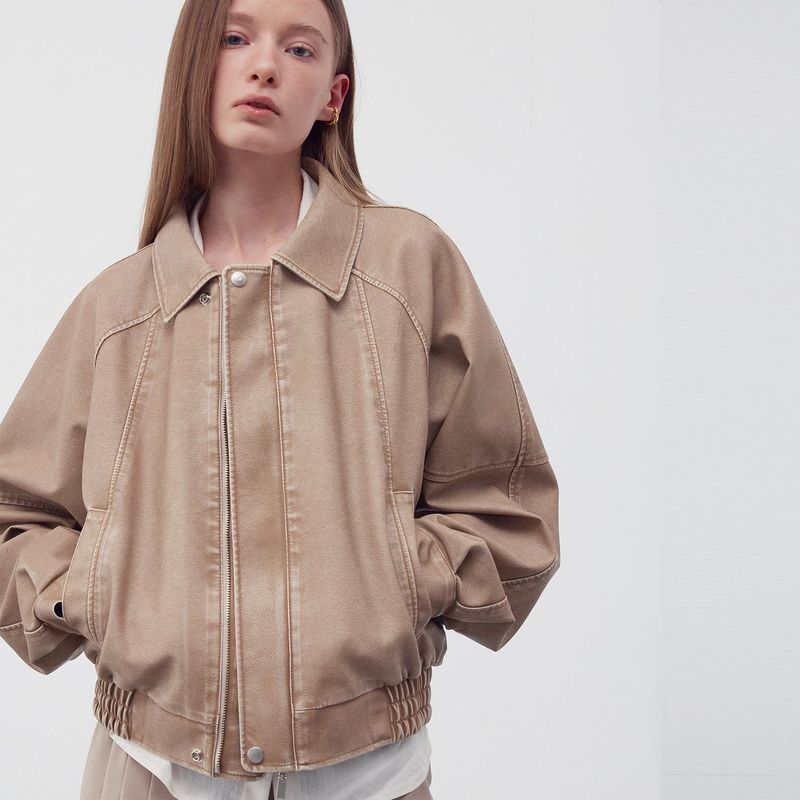 WASHED EFFECT BOMBER JACKET
