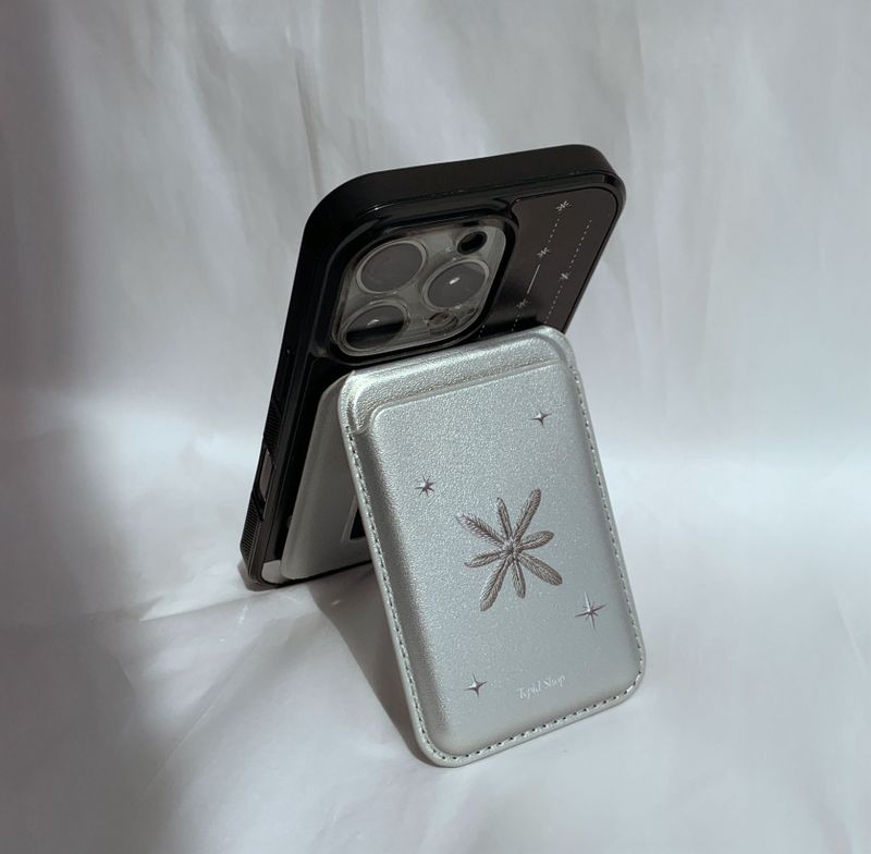 [Magsafe]Tepid シルバー刺繍レザースタンドポケット