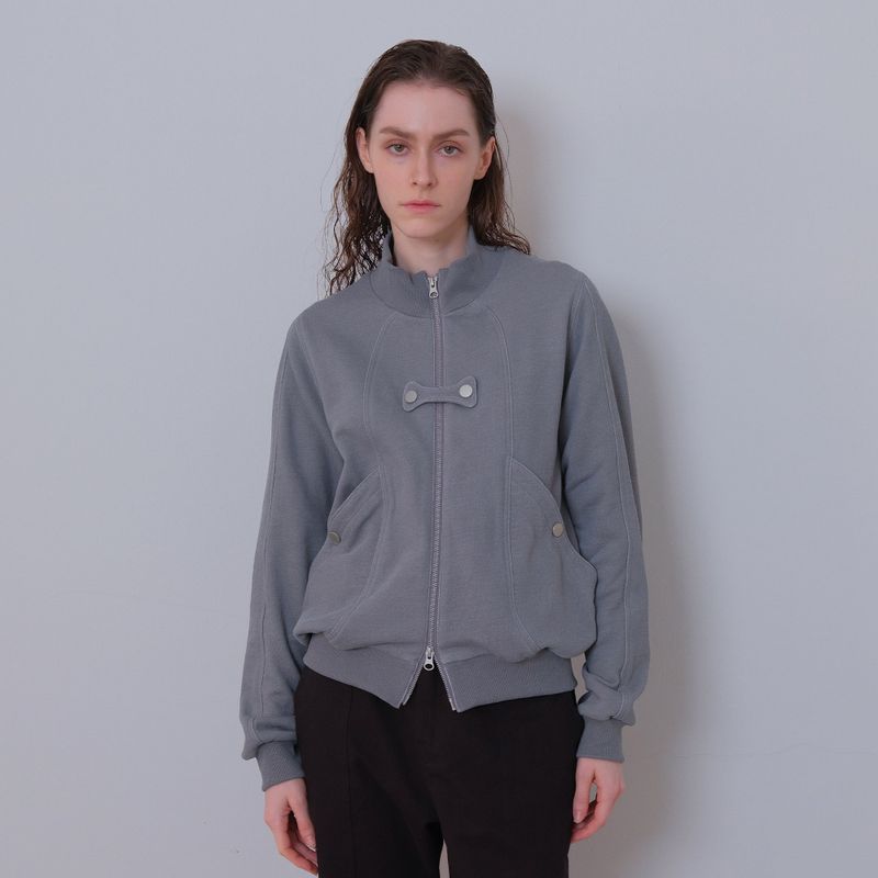 Gray Butterfly Pigment Jersey Zip-up