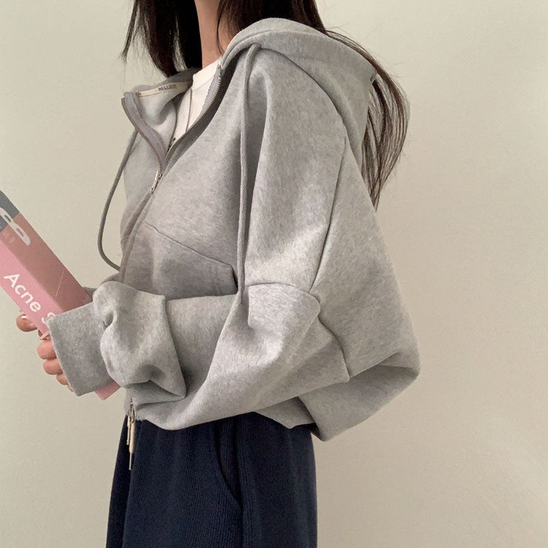 [BELLIDE MADE] Spring version, embroidered two-way cropped zip-up hoodie