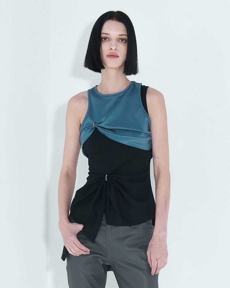 KIMZISU（キムジス）の「Chain Link Layered Top _ Teal（Tops）」