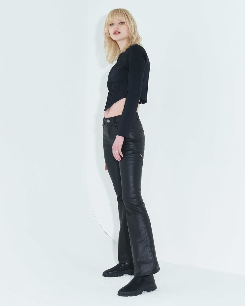 Pintuck Jersey Top _ Black