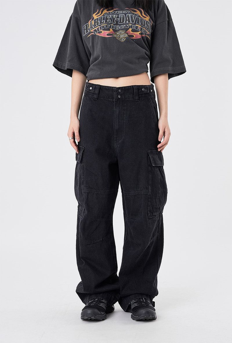 Raucohouse（ラウコハウス）の「スナップディテールインシジョンカーゴデニムパンツ（パンツ）」