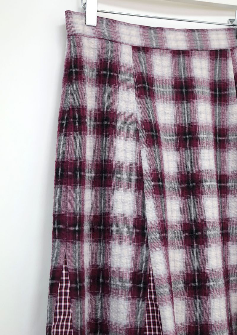 vintage check skirt red ver.