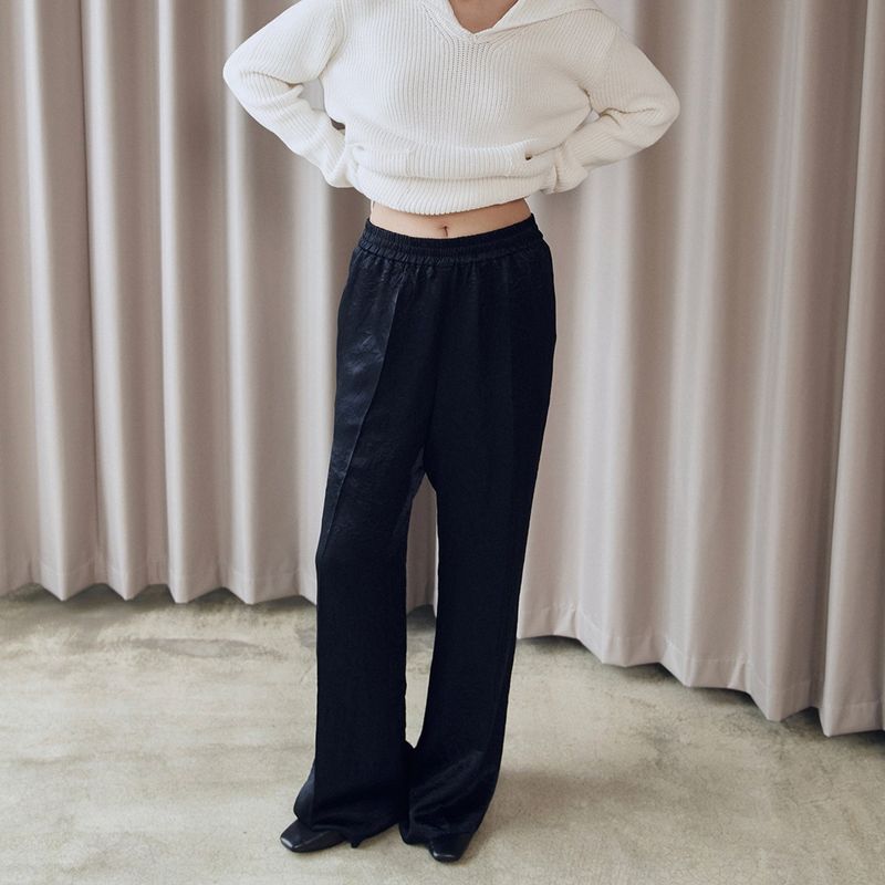 Acetate Satin String Pants_Black