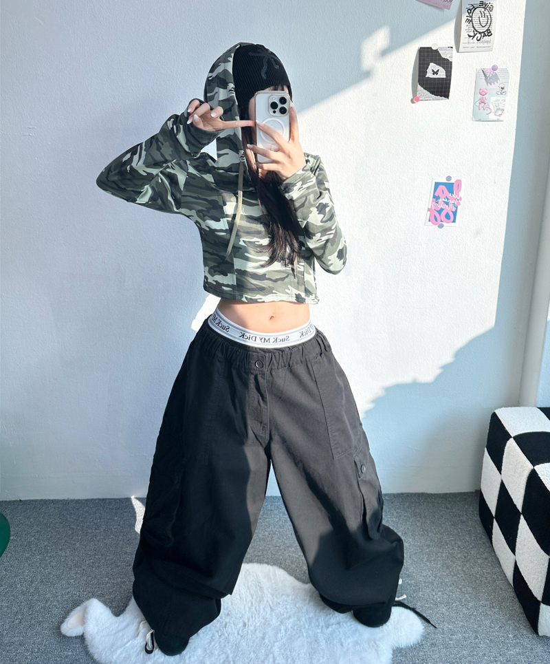 CROP MILITARY HOODIE💚🖤