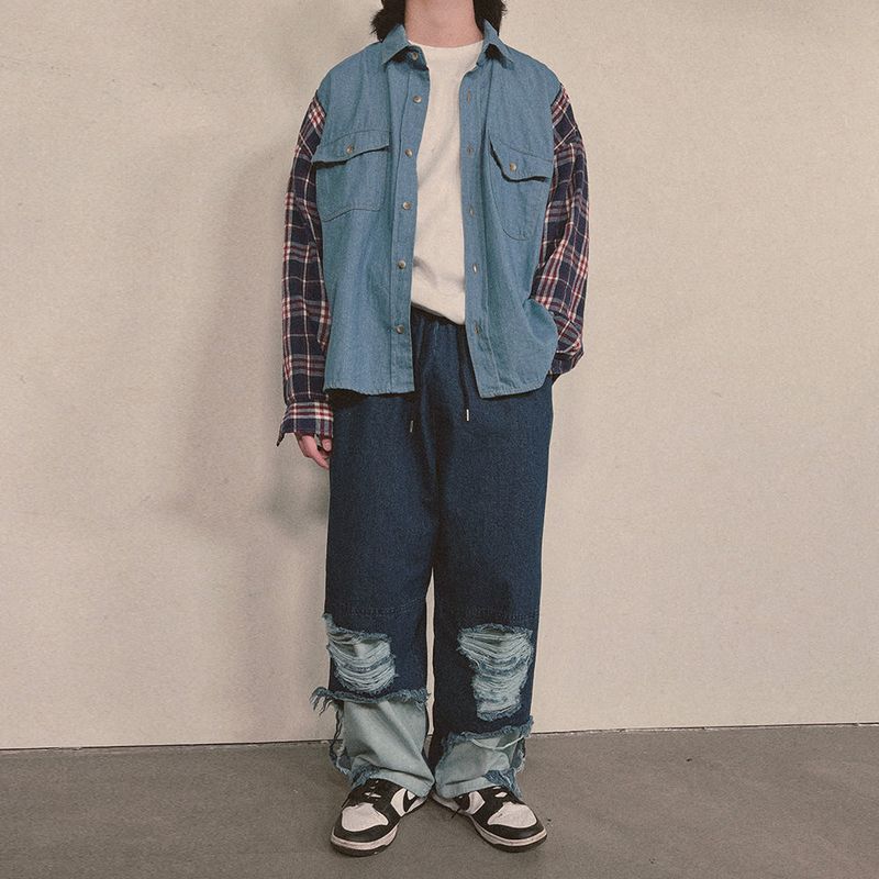 bleach denim pants_blue