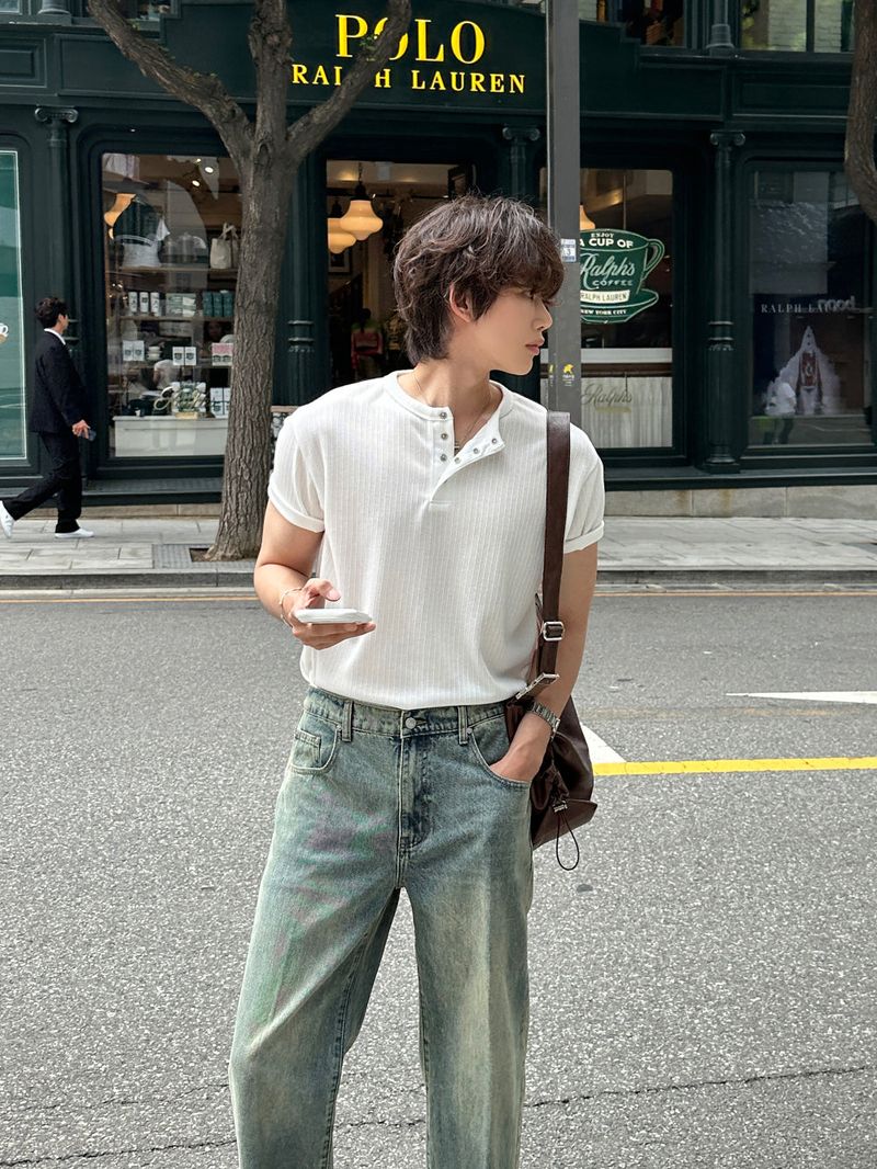 lemenne（ルメンヌ）の「LMN スタンダードVネックヘンリーネック半袖Tシャツ (6 colors)（トップス）」