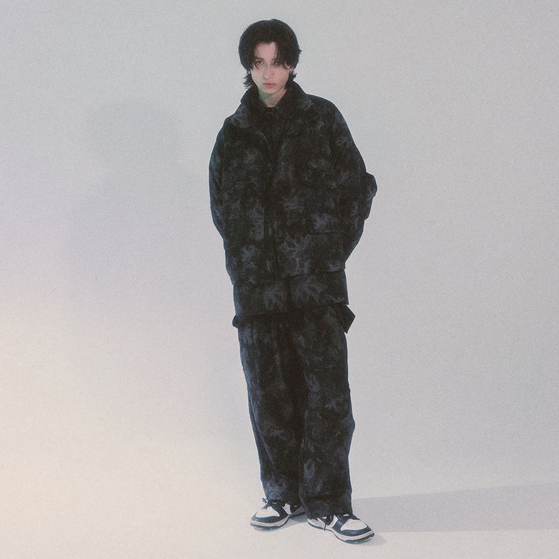 tie-dye wide cargo pants_black