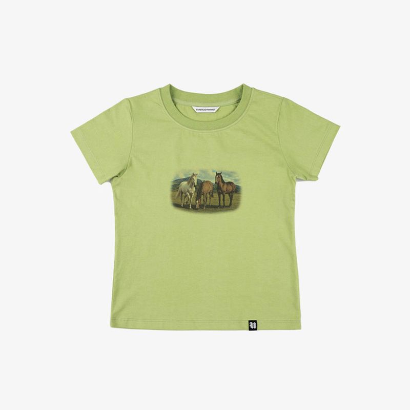 UNSTEADYMARKET（アンステディマーケット）の「ホース グラフィック Tシャツ_マッチャ（トップス）」