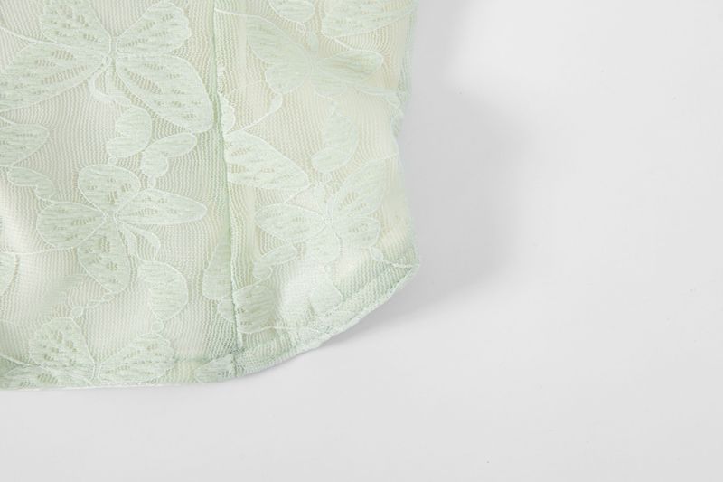 lace backless top mint butterfly