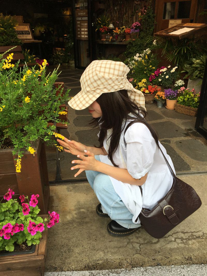 Plaid Scarf Ball Cap (2color)