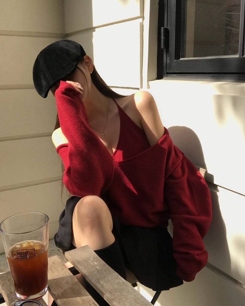 V-Neck Knit & Tank Top Set