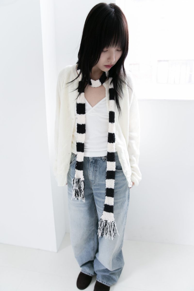 fringe knitting long muffler(5colors)