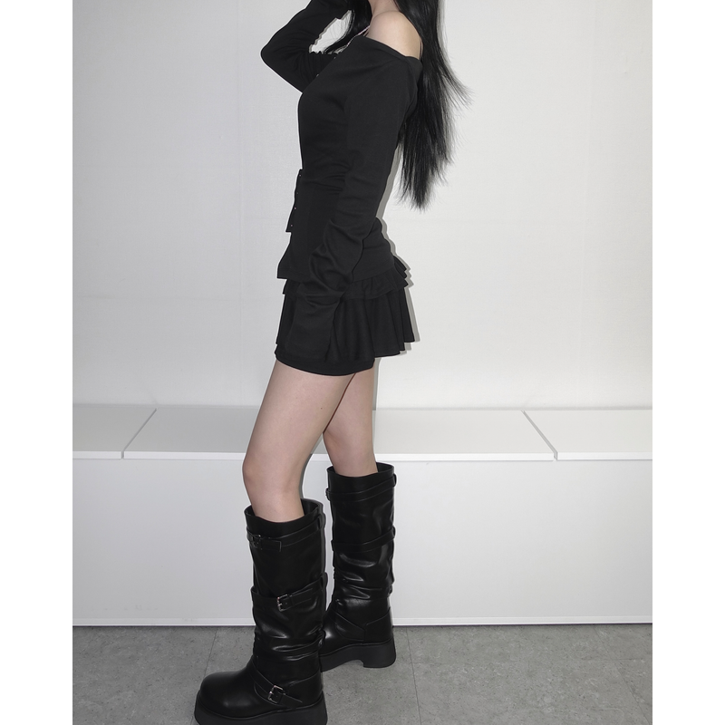 Bold Sole Strap Long Boots