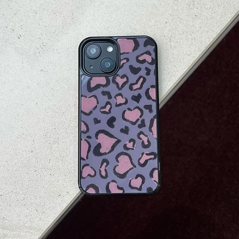 venitore（ヴェニトー）の「[MADE][マグセーフグラスバンパーケース]ハートレオパードドローイングケース＊ピンクグレー（スマホグッズ/小物）」