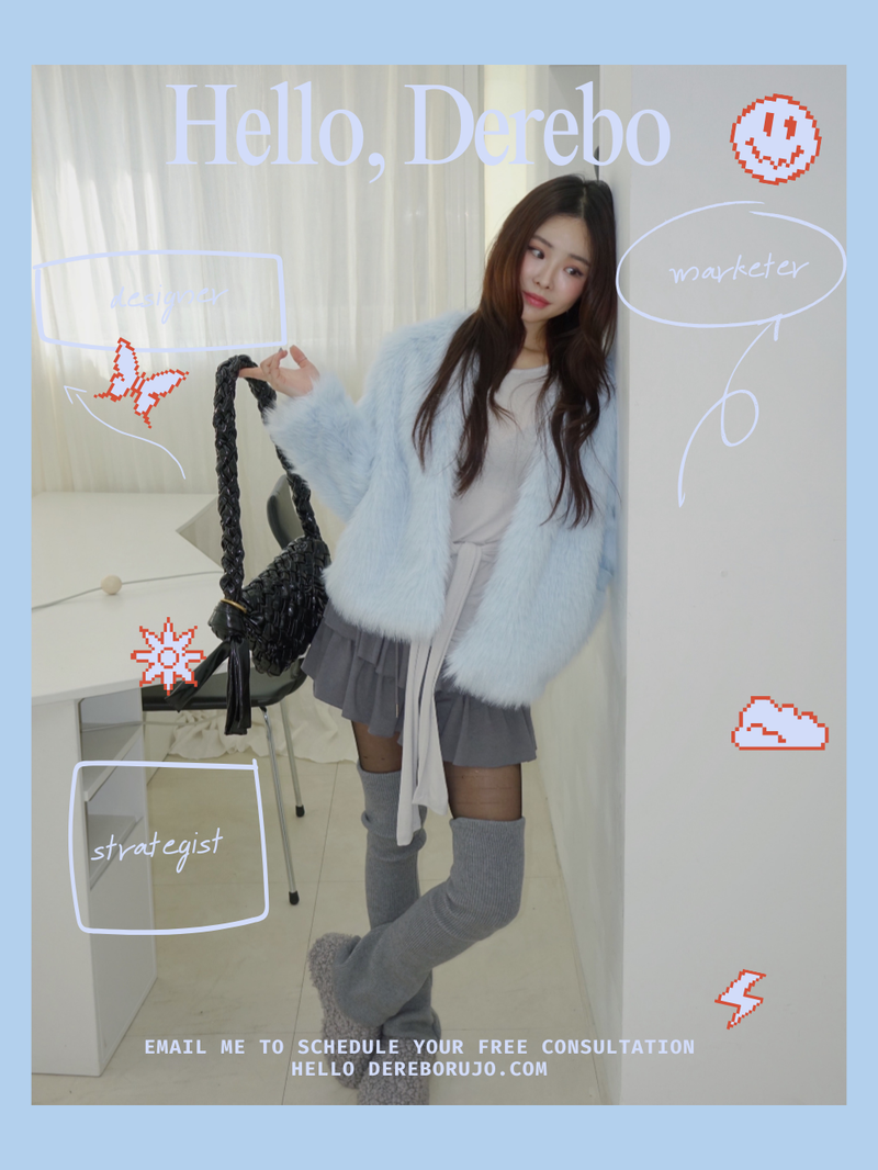 Sky Cloud No Collar Fur Jacket
