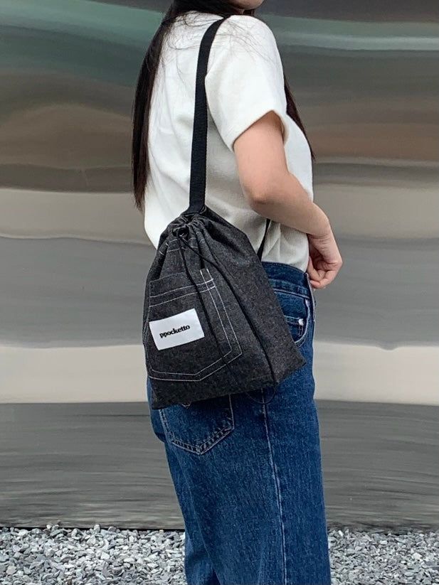 ppocketto sling bag - black denim