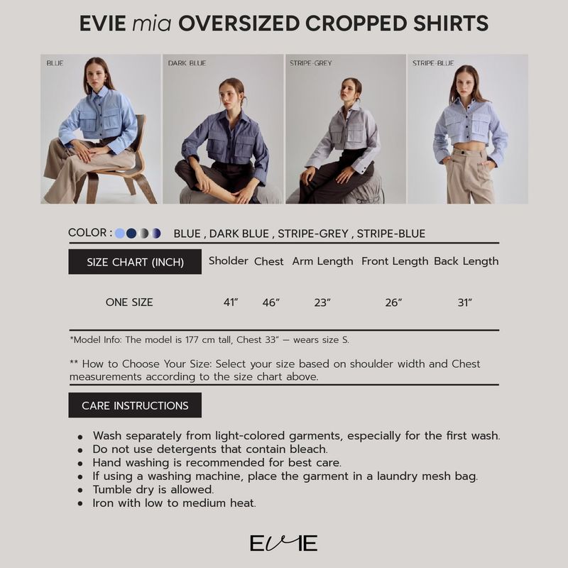 EVIE mia OVERSIZED CROPPED SHIRTS NAVY