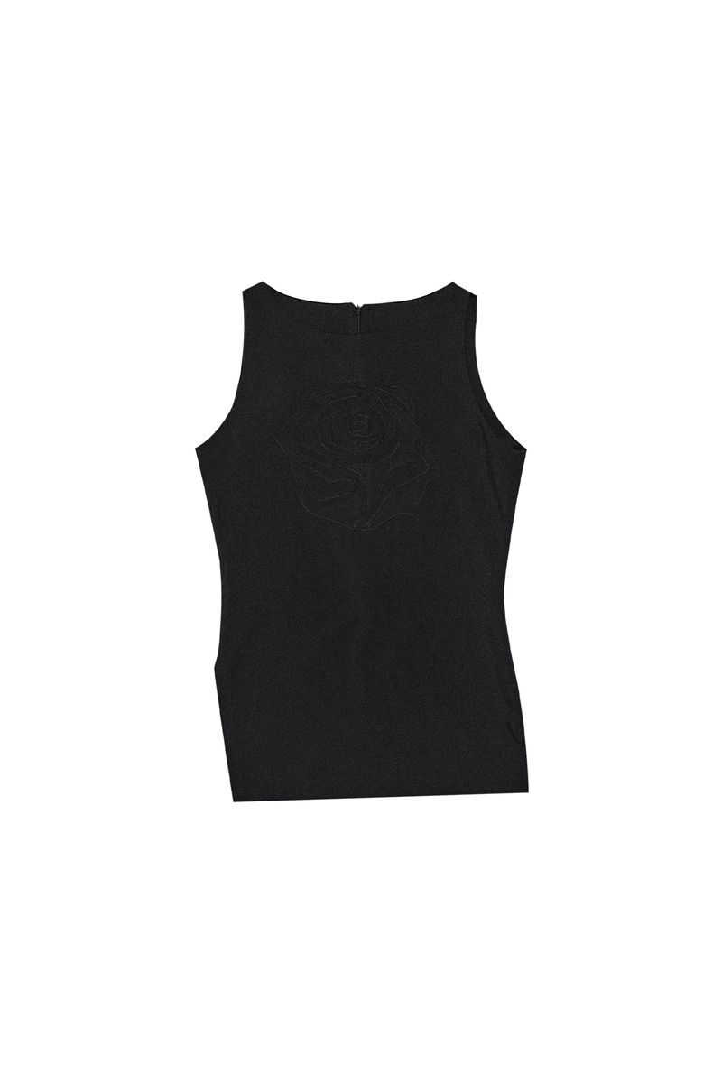 ROSE-SHAPED HEART SLEVELESS #BLACK 