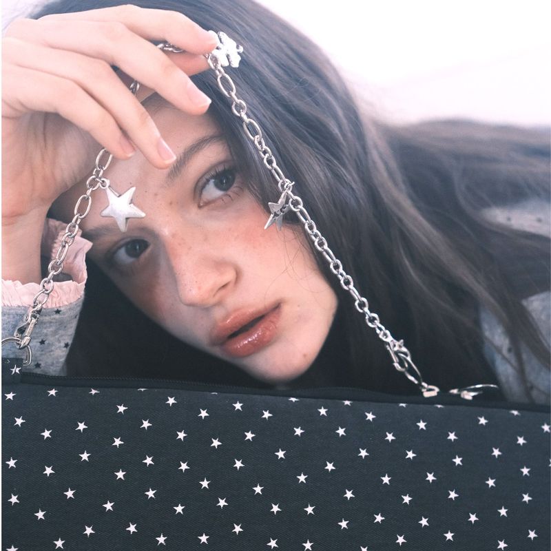Star Chain Notebook Pouch_cotton black