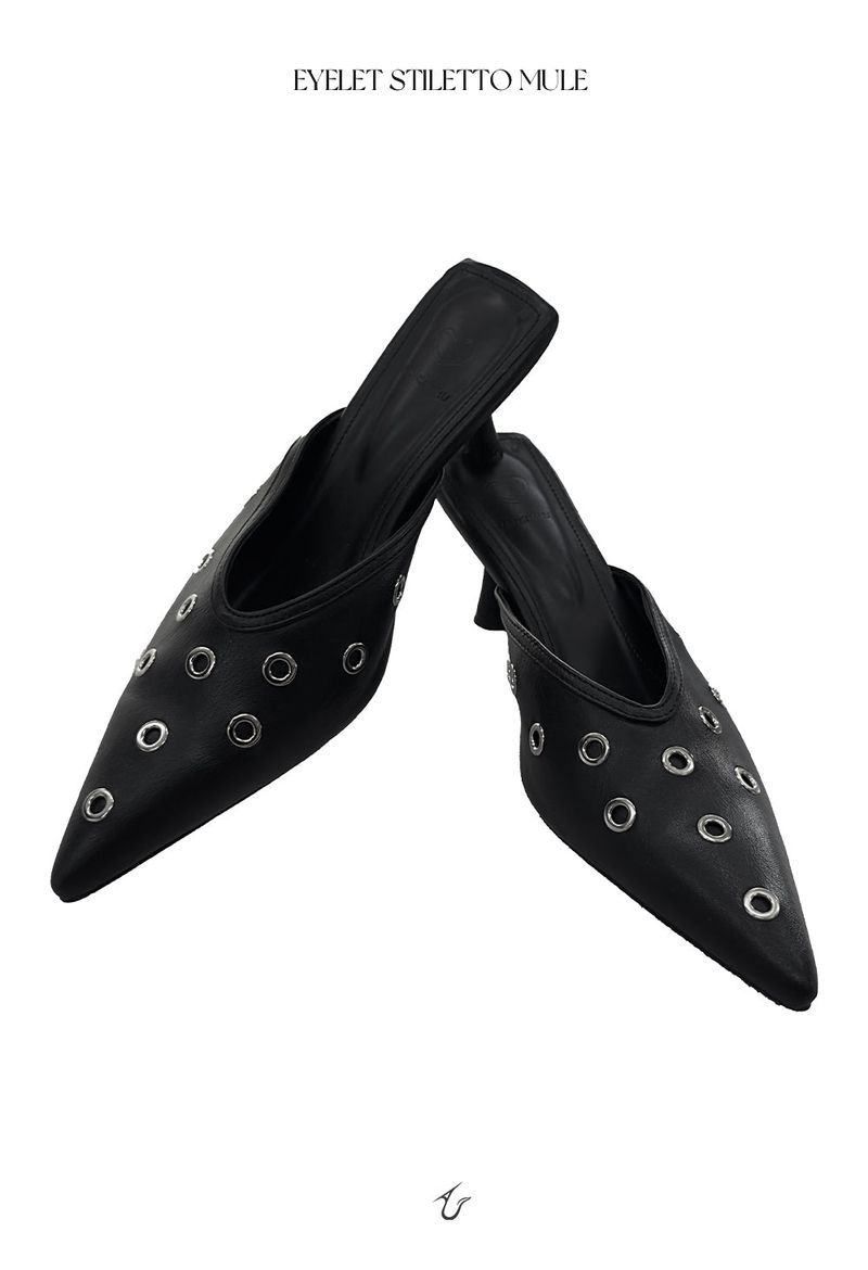 eyelet stiletto mule