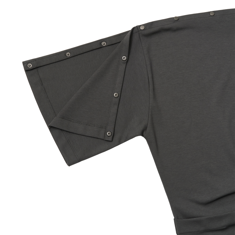 MULTI-WAY SNAP DRAPE DRESS (CHARCOAL)