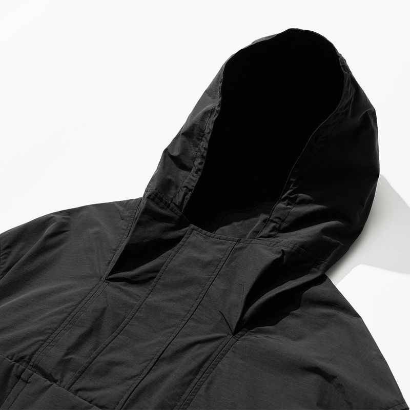 Nylon RIB Pullover Jacket - BLACK