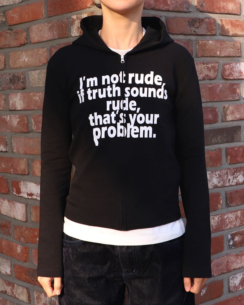 RUDE hood zip up (BLACK) WOMENS