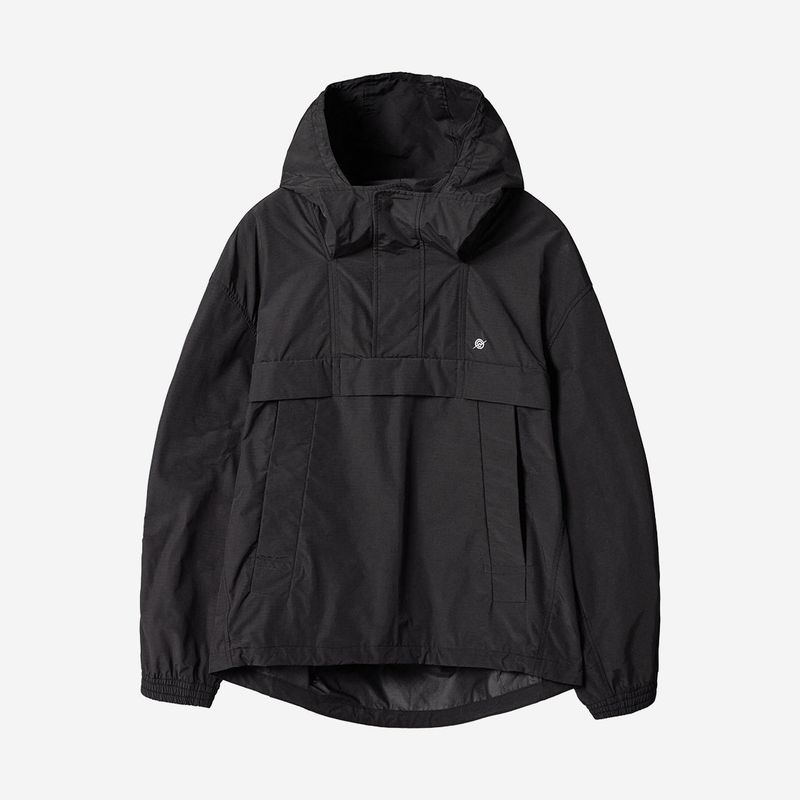 Nylon RIB Pullover Jacket - BLACK