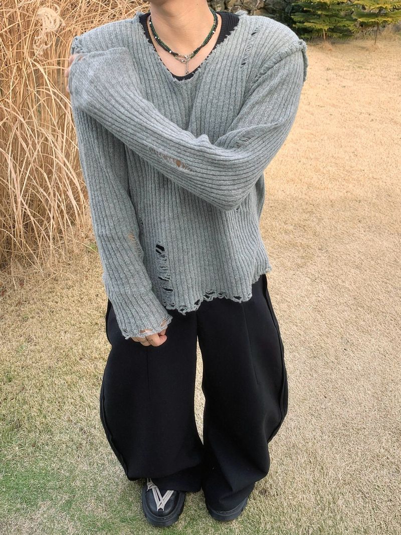 Hidden Punk Damage Knit 3C
