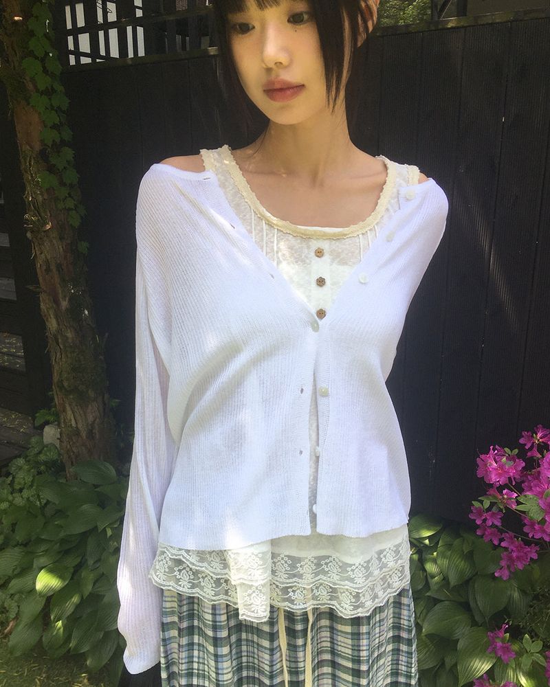 Floin Sheer Ribbed Cardigan