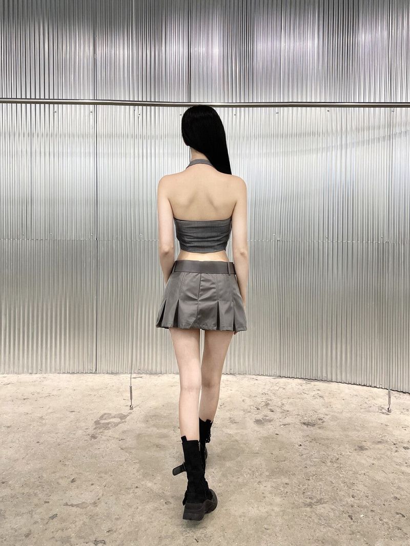 939. Coating mini pleats skirt (2color)