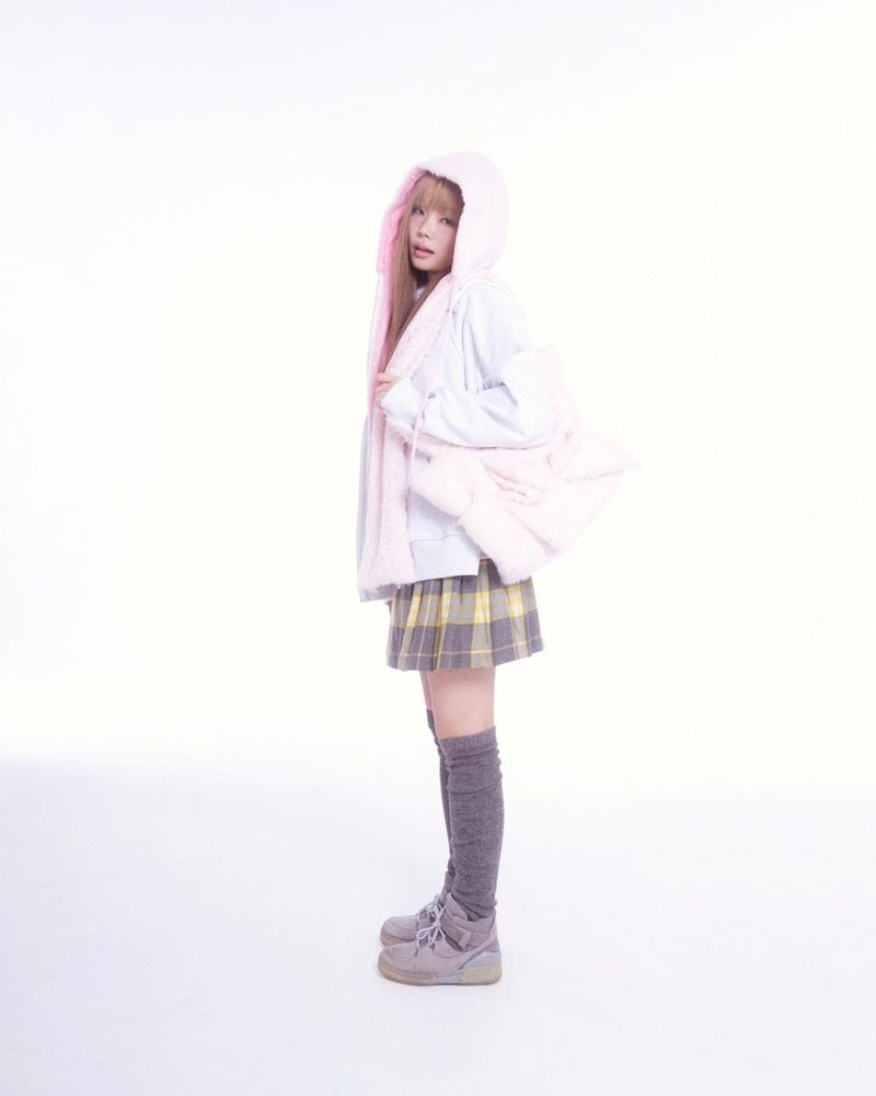 Fluffy hood muffler (pink)