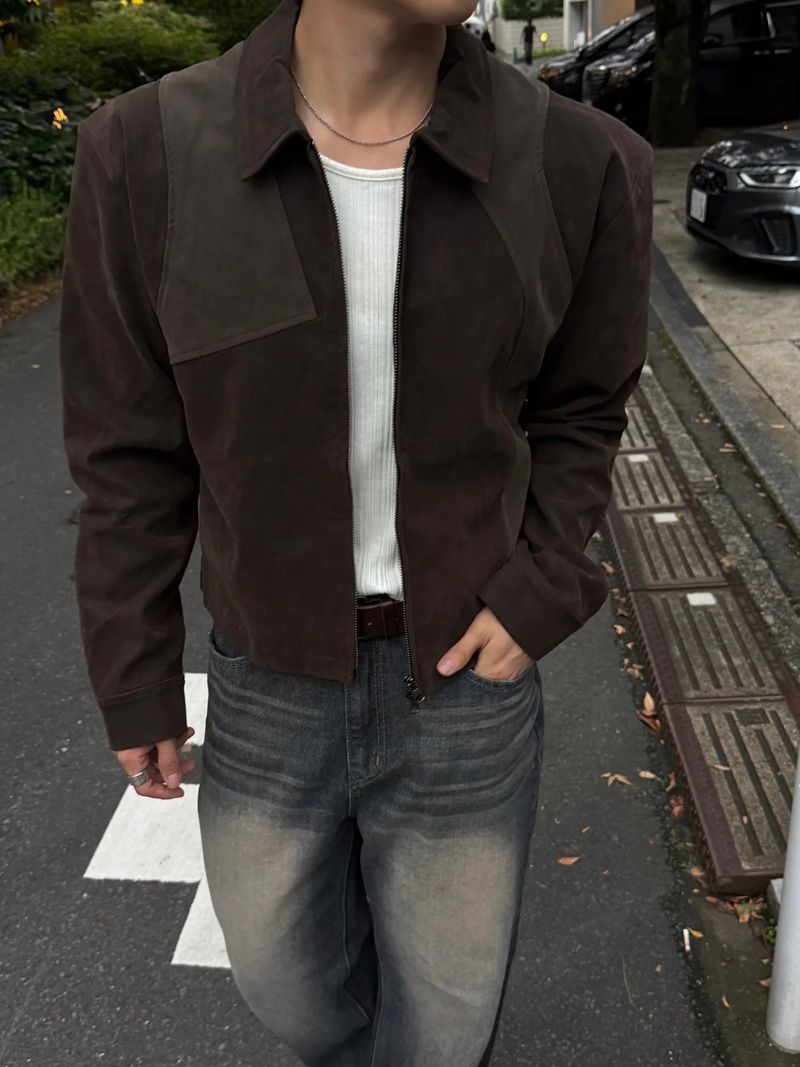 Luen Contrasted leather jacket